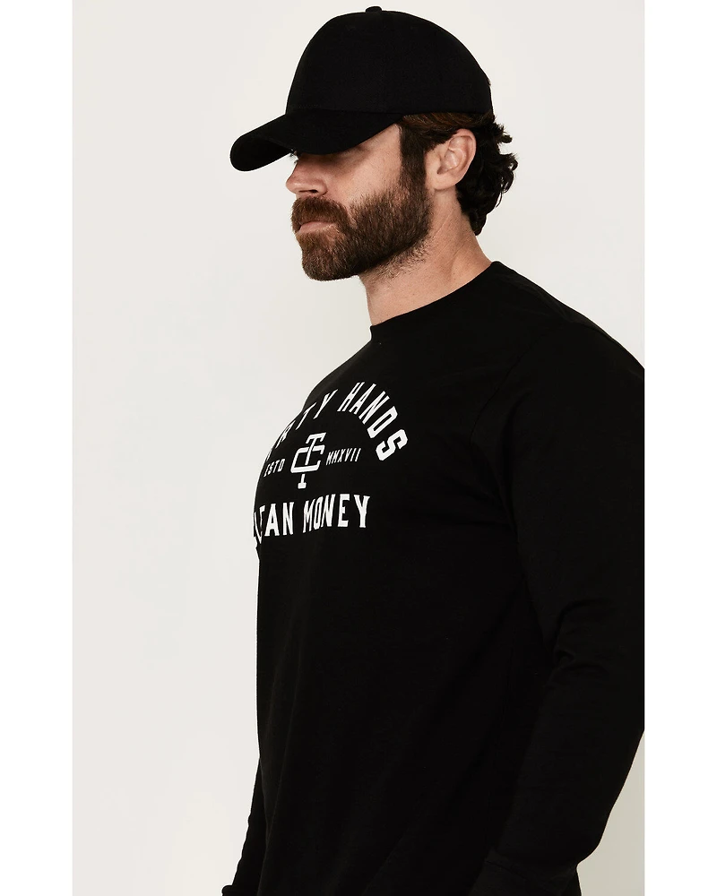 Troll Co Men's Dirty Hands Clean Money Long Sleeve Graphic T-Shirt
