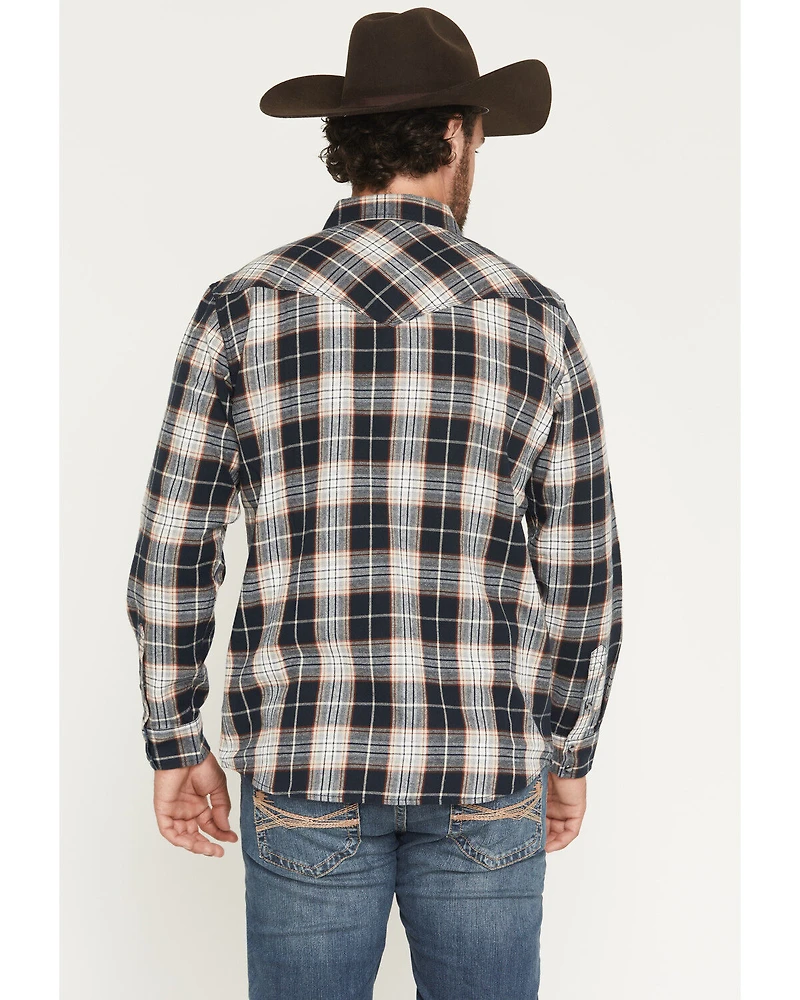 Moonshine Spirit Men's Dark Forest Plaid Print Long Sleeve Snap Flannel Shirt