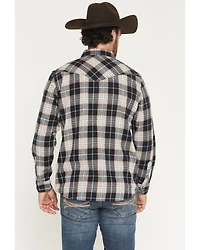 Moonshine Spirit Men's Dark Forest Plaid Print Long Sleeve Snap Flannel Shirt