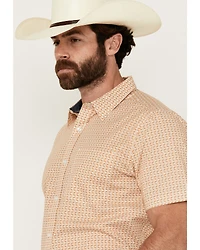 Cody James Men's Gold Coast Geo Print Short Sleeve Button-Down Stretch Western Shirt - Tall