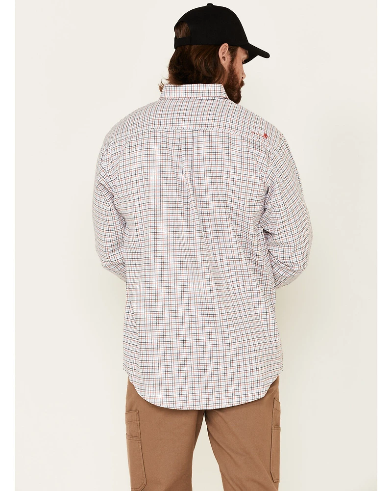 Ariat Men's FR Tattersall Plaid Print Long Sleeve Button-Down Work Shirt - Tall