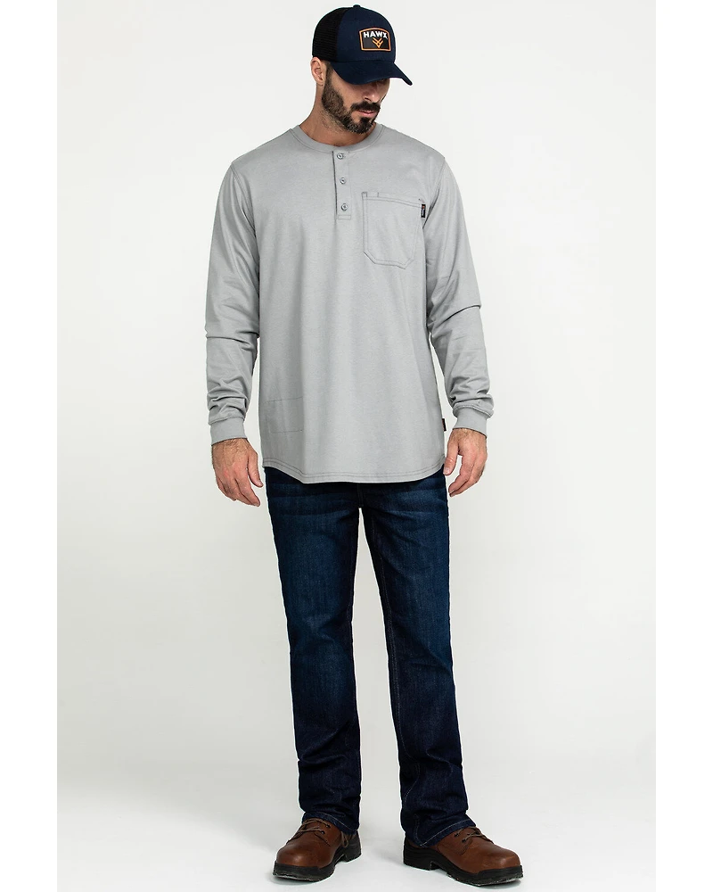 Hawx Men's FR Pocket Henley Long Sleeve Work Shirt - Tall