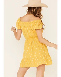Miss Me Women's Floral Button Front Off-Shoulder Mini Dress