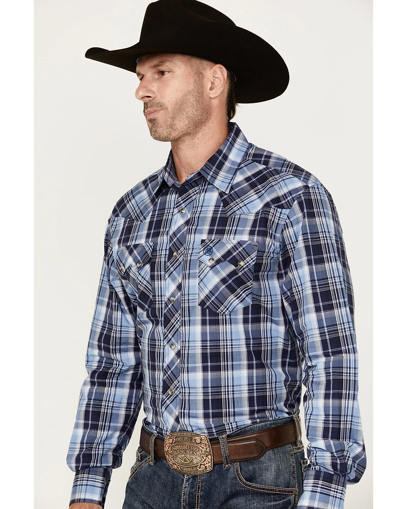 Wrangler Retro Men's Plaid Print Long Sleeve Snap Western Shirt