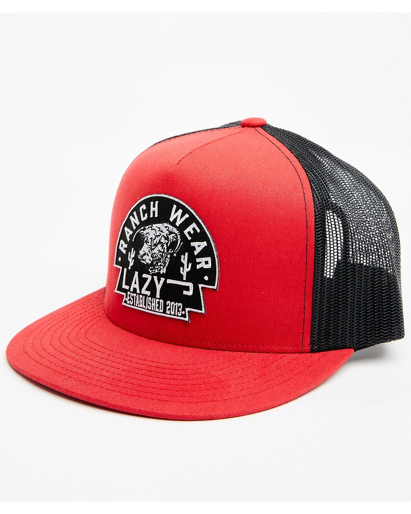 Lazy J Ranch Men's Red & Black Arrowhead Logo Patch Mesh-Back Ball Cap