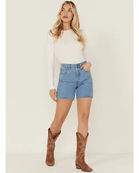 Levi's Women's 501® Original Medium Wash High Rise Mid Thigh Stretch Denim Shorts