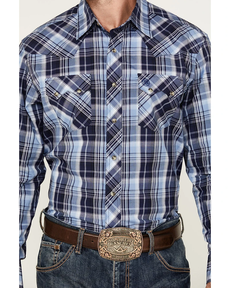 Wrangler Retro Men's Plaid Print Long Sleeve Snap Western Shirt
