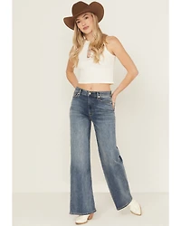 7 For All Mankind Women's Medium Wash Ultra High Rise Dojo Stretch Denim Jeans