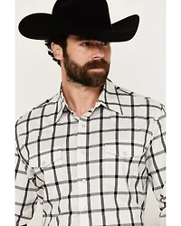 Wrangler Men's Plaid Print Long Sleeve pearl Snap Stretch Western Shirt