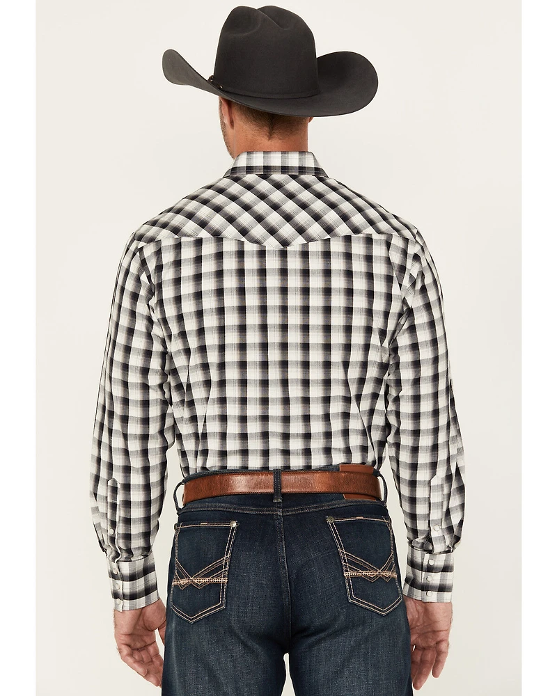 Roper Men's Plaid Print Long Sleeve Snap Stretch Western Shirt