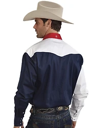 Roper Men's American Flag Long Sleeve Western Shirt