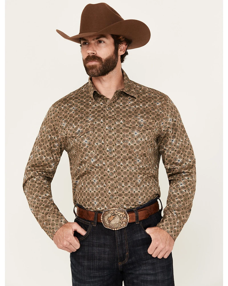 Wrangler Retro Men's Medallion Print Long Sleeve Snap Western Shirt