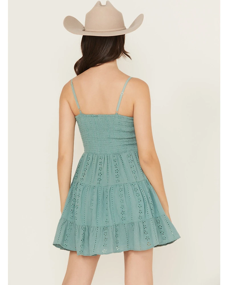 Angie Women's Eyelet Sleeveless Mini Dress