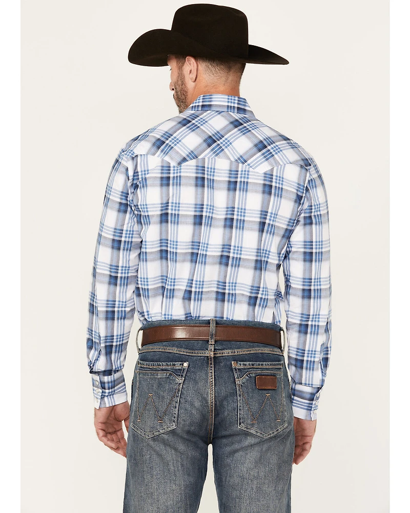 Wrangler Retro Men's Plaid Print Long Sleeve Snap Western Shirt