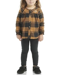 Carhartt Toddler Girls' Plaid Print Long Sleeve Button-Down Shirt And Leggings Set - 2 Piece