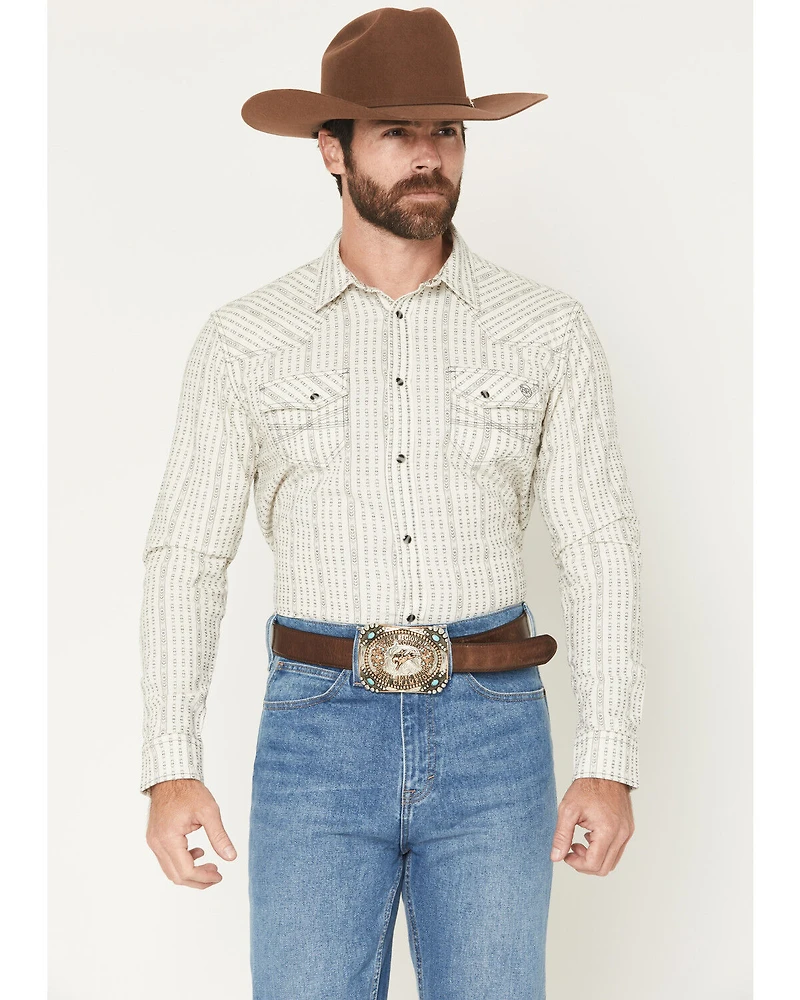 Blue Ranchwear Men's Sundays Best Striped Long Sleeve Snap Western Shirt
