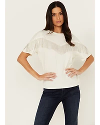 Rock & Roll Denim Women's Chain Fringe Short Sleeve Tee