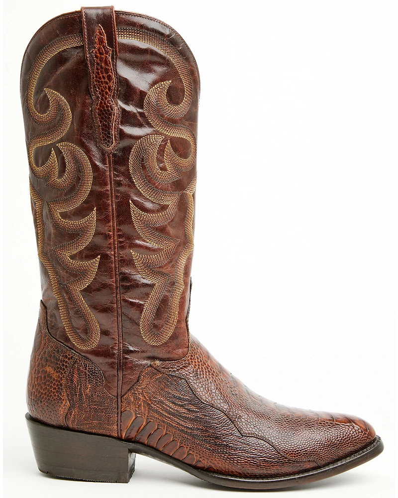 El Dorado Men's Handmade Ostrich Leg Brass Western Boots - Round Toe
