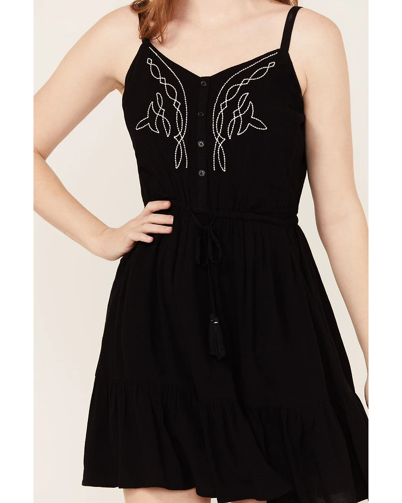 Idyllwind Women's Wilsonia Western Embroidered Sleeveless Button-Down Mini Dress