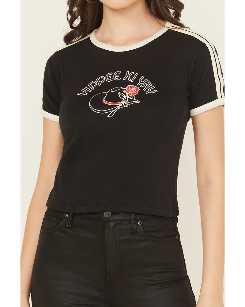Girl Dangerous Women's Yippee Ki Yay Short Sleeve Ringer Tee