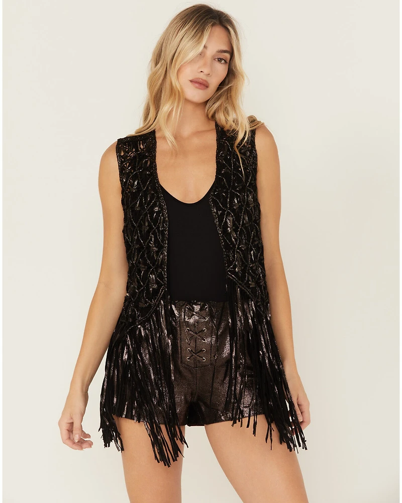 Wonderwest Women's Foiled Suede Vest