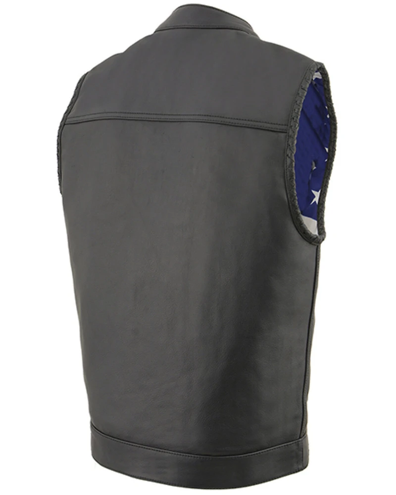 Milwaukee Leather Men's Old Glory Laced Arm Hole Concealed Carry Leather Vest - 5X