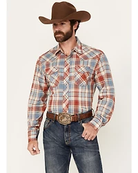 Wrangler Retro Men's Plaid Print Long Sleeve Snap Western Shirt