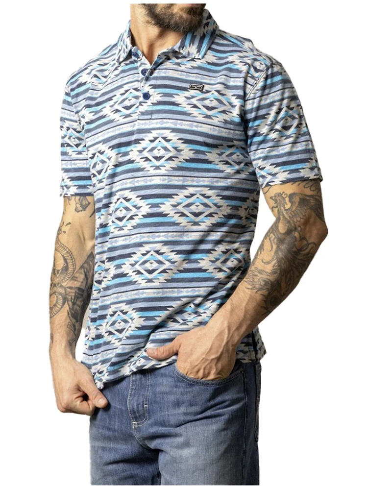 Kimes Ranch Men's Tulum Southwestern Striped Short Sleeve Button-Down Polo