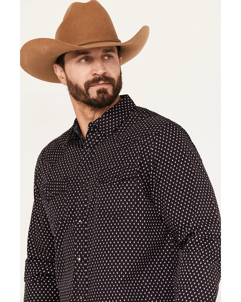 Moonshine Spirit Men's Cat Geo Print Long Sleeve Western Snap Shirt