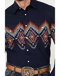 Panhandle Men's Southwestern Border Print Long Sleeve Pearl Snap Western Shirt