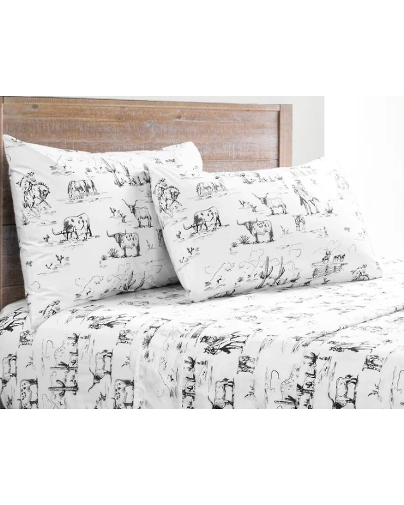 HiEnd Accents 200TC Cotton Ranch Life 3 Piece Sheet Set - Twin Size