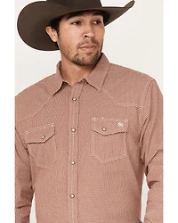 Blue Ranchwear Men's Plaid Print Long Sleeve Western Pearl Snap Shirt