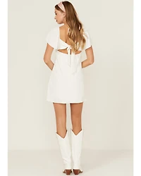 Originality Women's Emma Flutter Sleeve Tie Back Mini Dress