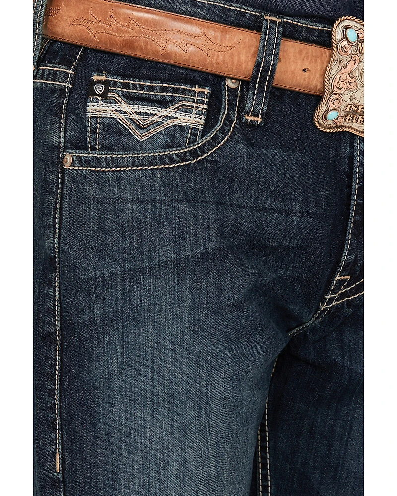 Rock & Roll Denim Men's Double Barrel Dark Wash Relaxed Bootcut Stretch Jeans