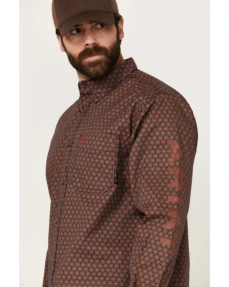 Ariat Men's FR Adirondack Geo Print Long Sleeve Button-Down Western Work Shirt