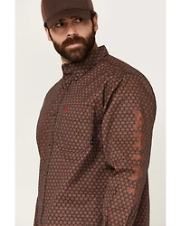 Ariat Men's FR Adirondack Geo Print Long Sleeve Button-Down Western Work Shirt