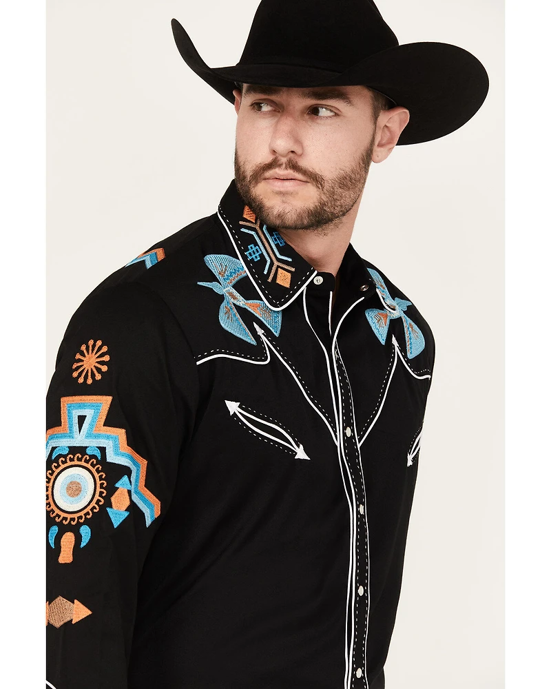 Scully Men's Phoenix Embroidered Retro Long Sleeve Western Shirt