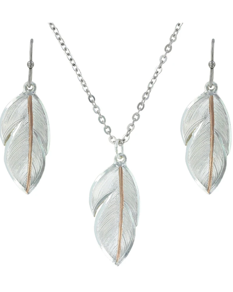 Montana Silversmiths Women's Downy Feather Necklace & Earrings Jewelry Set