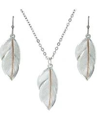 Montana Silversmiths Women's Downy Feather Necklace & Earrings Jewelry Set