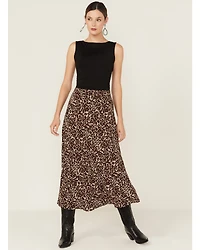Originality Women's Leopard Print Midi Skirt