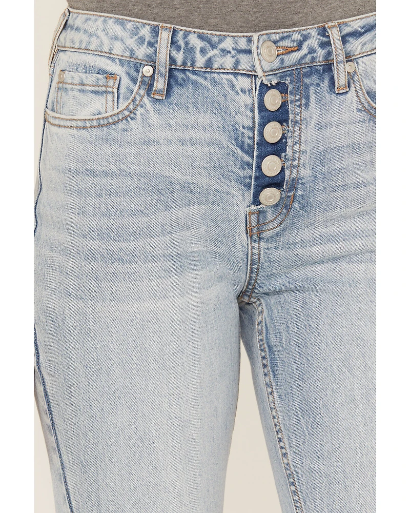 Cleo + Wolf Women's Light Wash High Rise Slim Bootcut Jeans