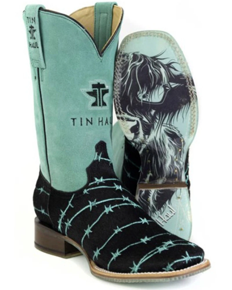Tin Haul Women's Barbwire Belle Suede Western Boots - Broad Square Toe