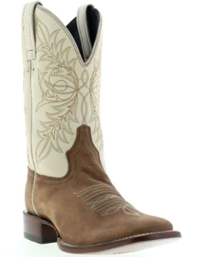 Botas Caborca For Liberty Black Women's Embroidered Leaf Western Boot - Broad Square Toe
