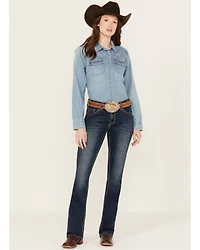 Panhandle Women's Dark Wash Mid Rise Bootcut Stretch Riding Jeans