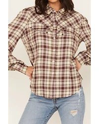 Shyanne Women's Plaid Print Long Sleeve Button-Down Western Shirt