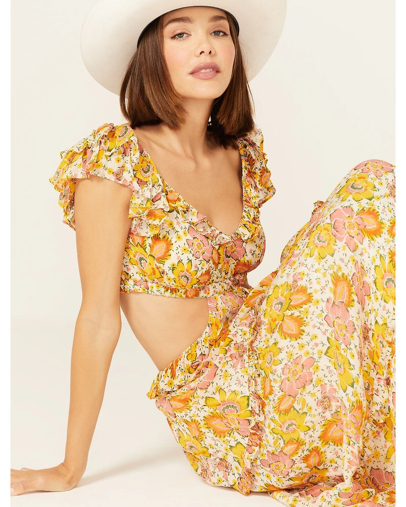 Cleobella Women's Floral Print Ruffle Clara Maxi Dress