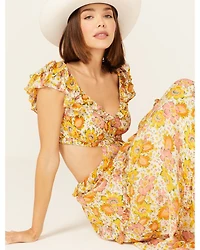 Cleobella Women's Floral Print Ruffle Clara Maxi Dress