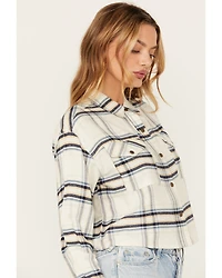 Cleo + Wolf Women's Cropped Plaid Print Flannel Shirt