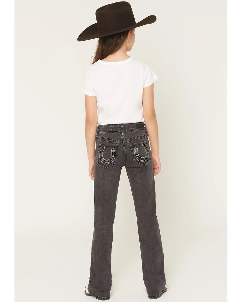 Rock & Roll Denim Girls Horseshoe Embroidered Bootcut Stretch Jeans
