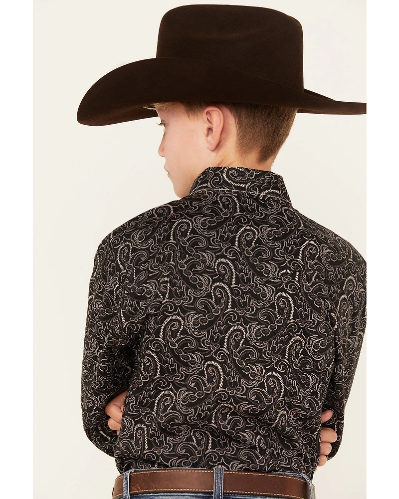 Rock & Roll Denim Boys' Paisley Print Long Sleeve Snap Western Shirt